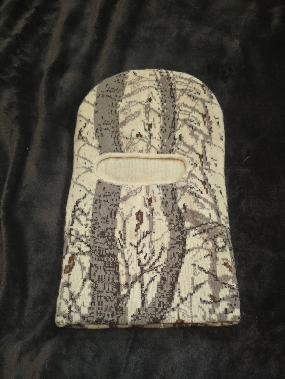 Camouflage Knit Balaclava Mask in Neutral Tones
